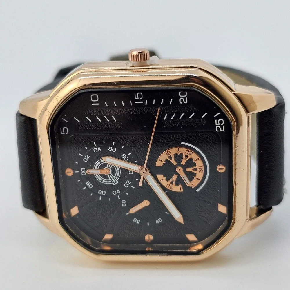 3PC‎ Men's Gift Set Fashion Watch Set Luxury Leather Bracelet and Necklace